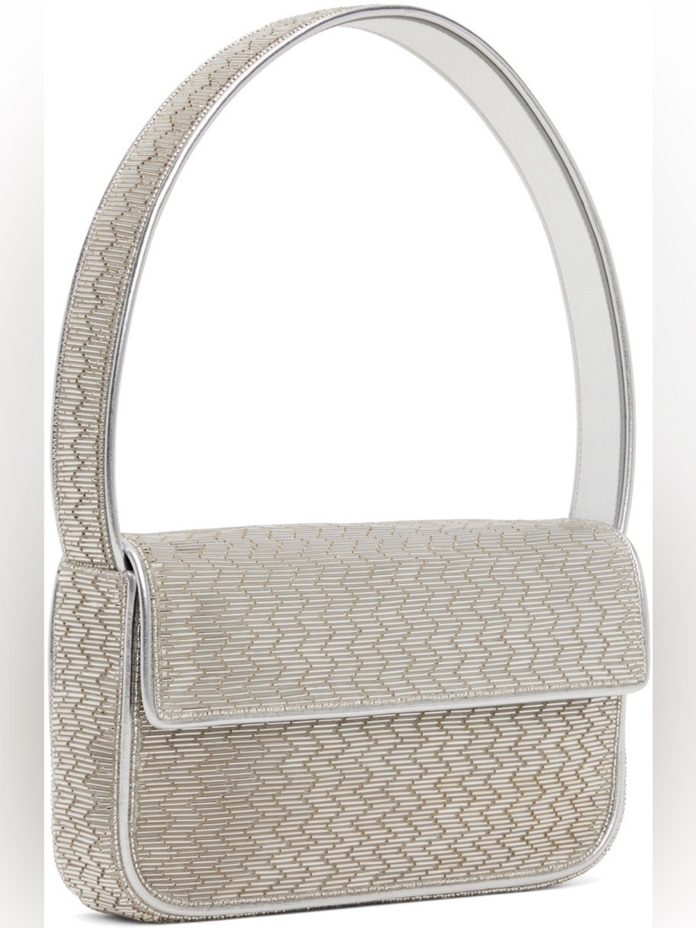 STAUD Tommy Silver Beaded Shoulder Bag $295